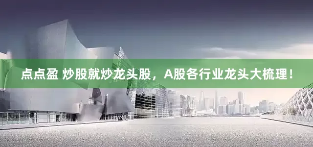 点点盈 炒股就炒龙头股，A股各行业龙头大梳理！